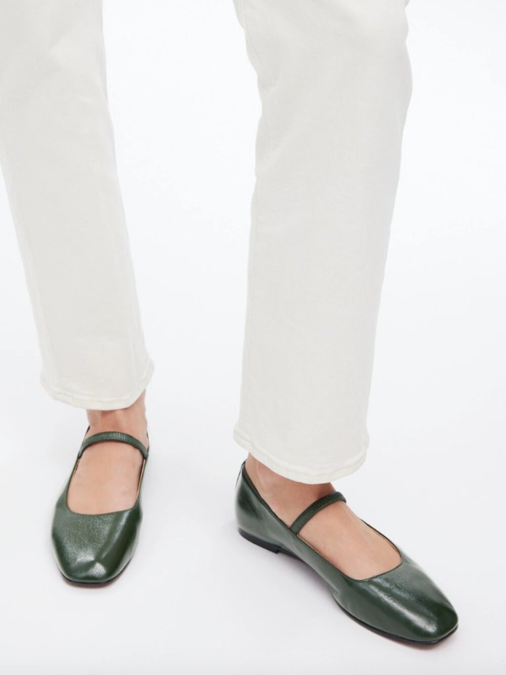 Madewell Greta Mary Jane Ballet Flats in Dark Forest Green, Size 8 - Picture 2 of 7
